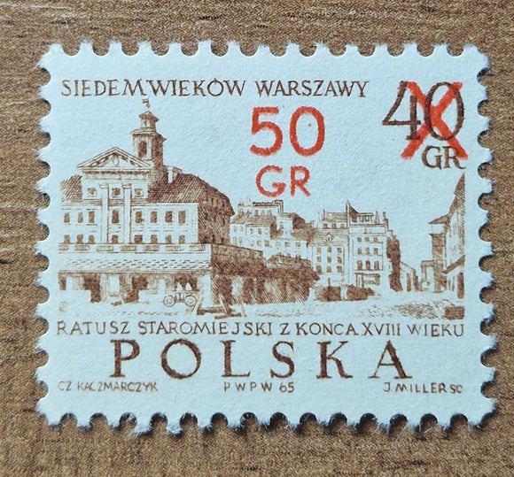 Poland Stamp 1972. Old Town Hall, 18th; Surcharged. Mi: PL 2209. Mint.