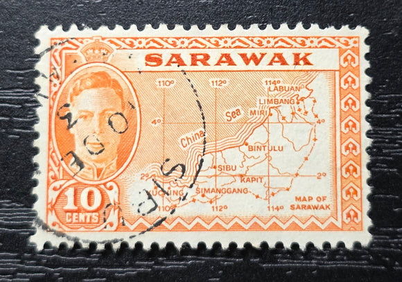 Sarawak Stamp 1952. Map. Sg: MY-SR 186. Used.