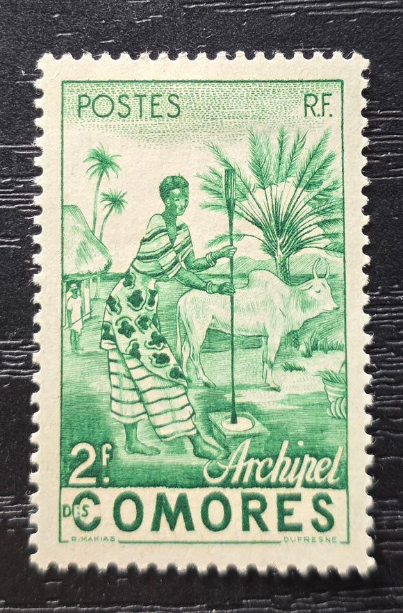 Comoro Islands Stamp 1950. Indigenous Woman. Yt: KM 4 Mint Hinged.