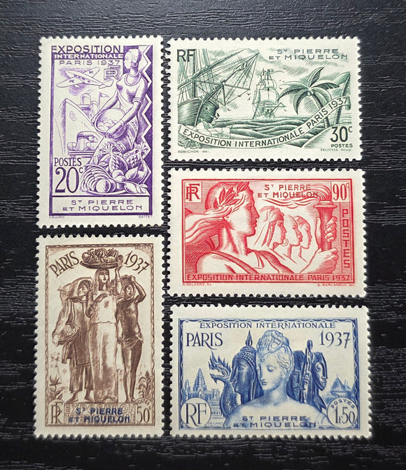 St Pierre and Miquelon Stamps 1937. International Exhibition of Paris. Yt: PM 160/5