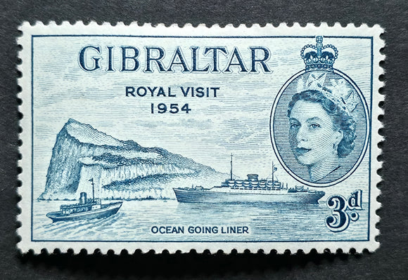 Gibraltar Stamp 1954. Ocean Going Liner; Royal Visit. Sg: GI 159. Mint Hinged