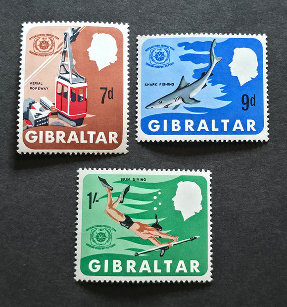 Gibraltar Stamp 1967. International Tourism Year. Sg: GI 214/6. Mint Hinged