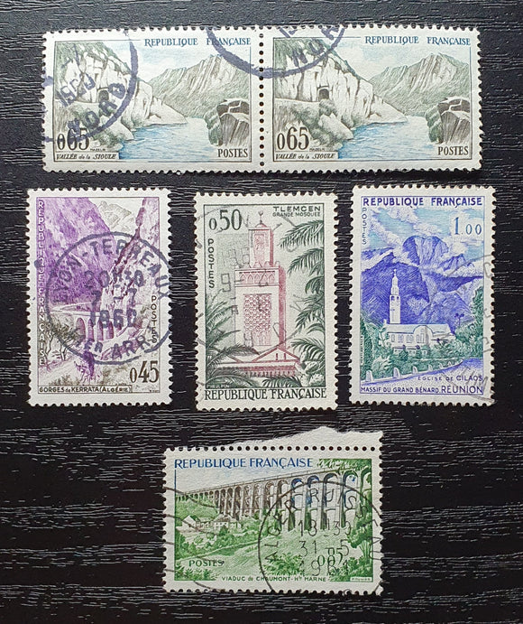 France Stamps 1960. Tourist series. Yt & Spink Maury: 1237/41. Used. - StampsPhilately