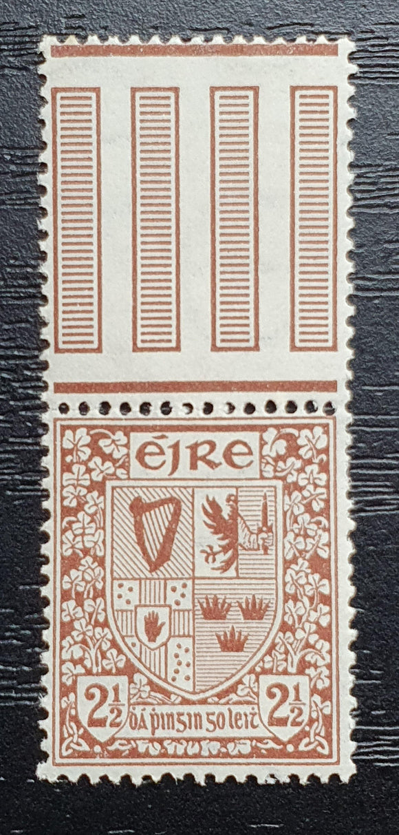 Ireland Stamp with top gutter 1940/46. New Daily Stamp. Mi: IE 75A. Mint Hinged on Gutter. - StampsPhilately