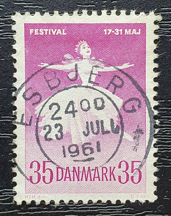 Denmark Stamp 1959. The Danish Ballet and Music Festival; With a nice postmark from Esbjerg. Mi: DK 374. Used. - StampsPhilately