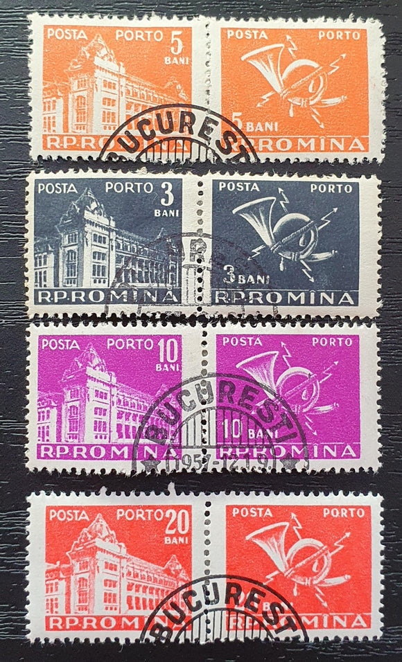 Romania Postage Due Stamps 1957. Post and Telecommunications. Mi: RO P101/4 CTO. - StampsPhilately