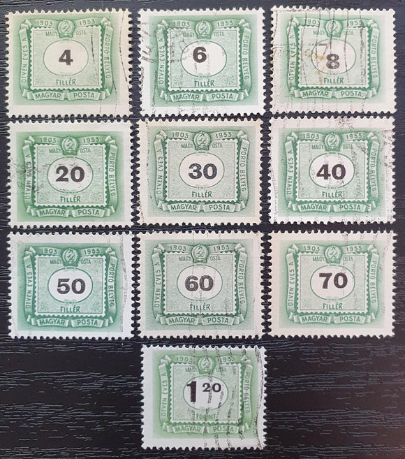 Hungary Pistage Due Stamps 1953. 50th Anniversary of Hungarian Postage Due Stamps. Mi: HU P203/19. Used - StampsPhilately