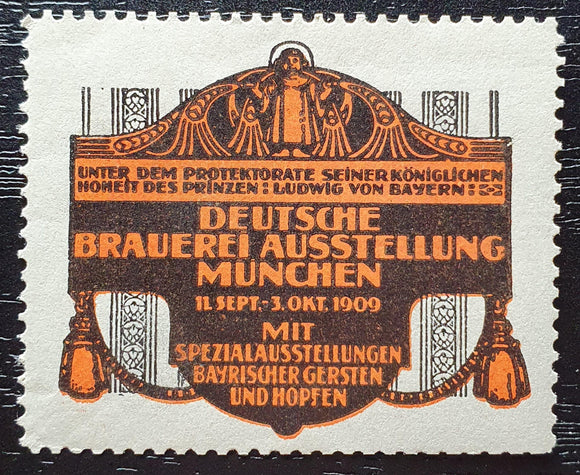 Germany Cinderella Stamp 1909. Germany Brewery Exhibition Munich. Mint Hinged. - StampsPhilately