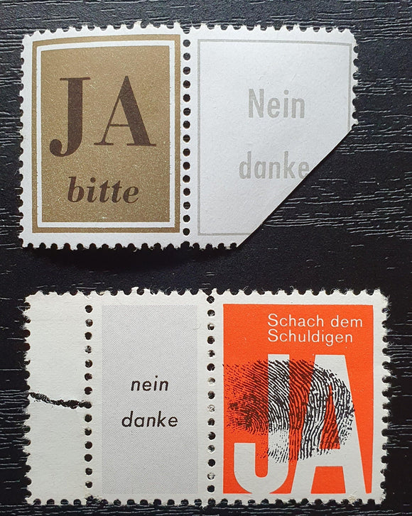 Germany Cinderella Stamp. Nein Danke; Ja Bitte. Mint Hinged. - StampsPhilately