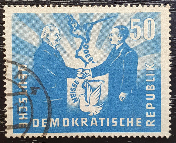 Germany DDR Stamps 1951.  Meeting of President  Pieck & Bierut. Mi: DD 285. Used - StampsPhilately