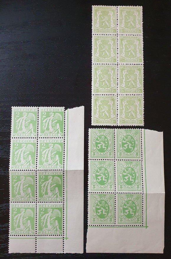 Belgium Block of Stamps 1931/37. Mi: BE 303, 326 & 452 Mint - StampsPhilately