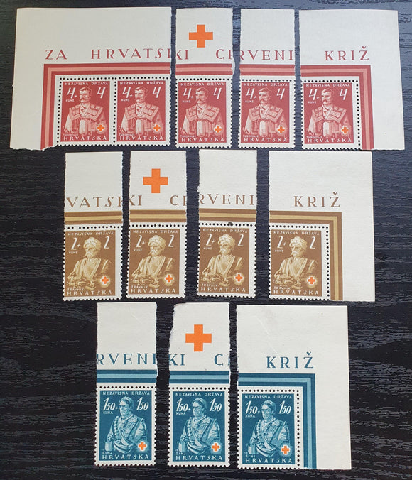 Croatia Stamps Collection 1941. Red Cross Charity. Mi: HR 66/8. Mint Hinged. - StampsPhilately