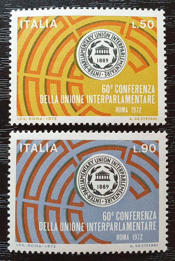 Italy Stamps 1972. 60th Conference of the Inter-Parliamentary Union. Mi: IT 1373/4. Mint. - StampsPhilately