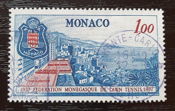 Monaco Stamp 1977. 50th Anniversary of Monaco Lawn Tennis Federation. Yt: MC 1121. Used Hinged. - StampsPhilately