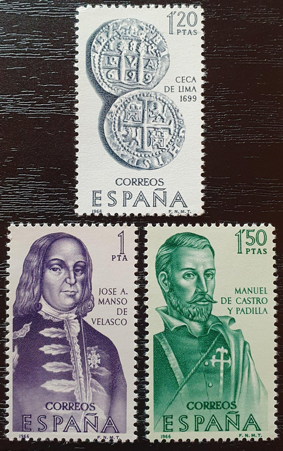 Spain Stamps 1966. Exploraters & Colonizers of America. Mi: ES 1647/9. Mint. - StampsPhilately