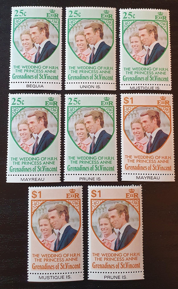 Grenadines of St Vincent Stamps 1973. Royal Wedding. Sg: VC-GR 1/2. Mint. - StampsPhilately