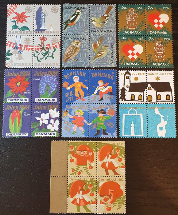 Denmark Block of Cinderella Christmas label stamps 1956/84. - StampsPhilately