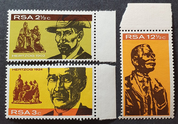 South Africa 1968. General Hertzog Monument. Sc: ZA 348/50. Mint Hinged.