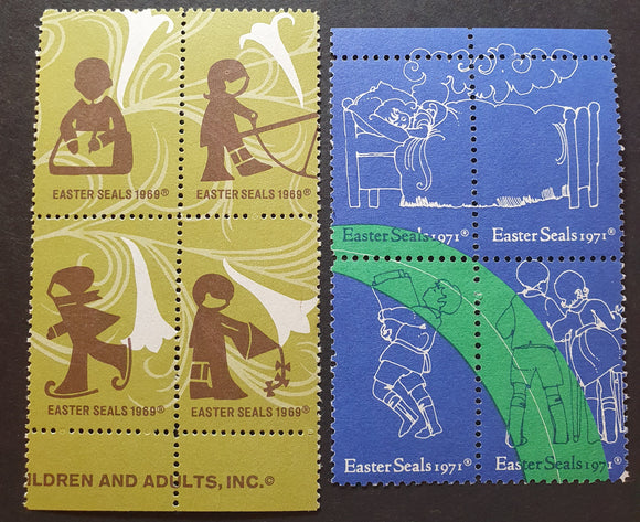 USA Block of Easter Seals Cinderella Stamps 1969/71. Help Crippled Children. Mint.