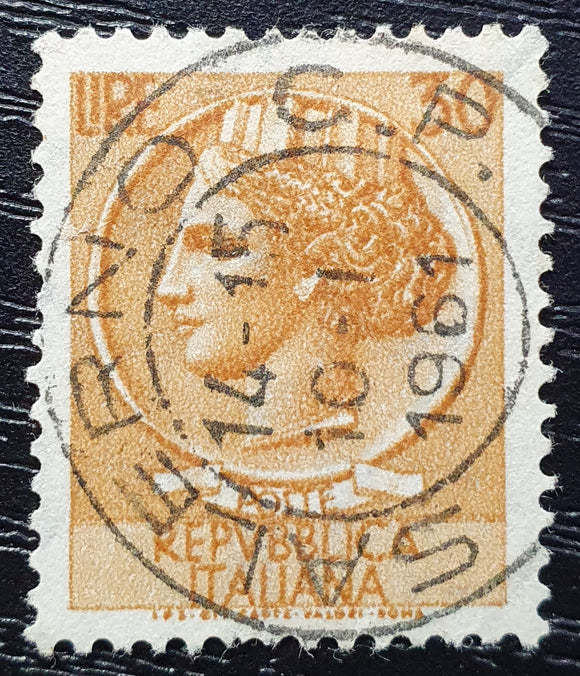 Italy Stamp 1960. Coin of Syracuse. Mi: IT 1073. Used Hinged.