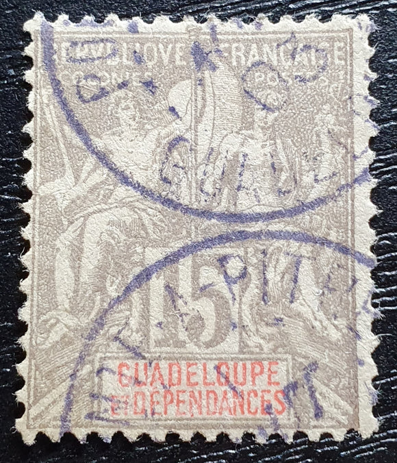 Guadeloupe Stamp 1900. Postmark: Pointe à Pitre. Yt: GP 42. Used Hinged