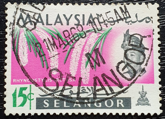 Selangor Stamp 1965. Orchids. Sc: MY-SE 126. Used Hinged.