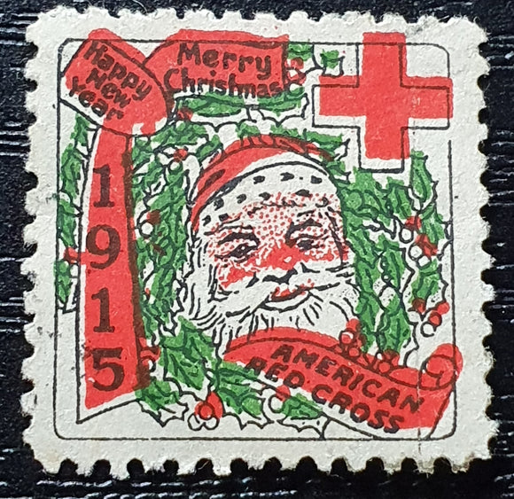 USA Cinderella Stamp 1915. American Red Cross; Merry Christmas/Happy New Year. Used.