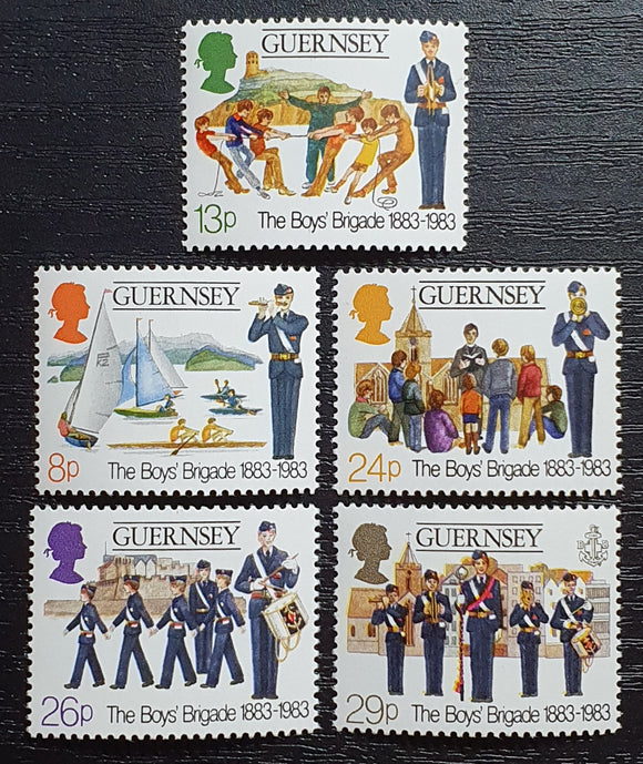 Guernsey Stamps 1983. Centenary of Boy's Brigade. Sg: GG 269/73. Mint.