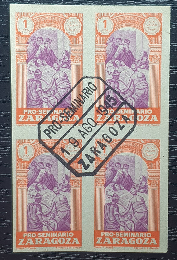 Spain Pro Seminario Zaragoza Cinderella Charity stamp/label 1945.