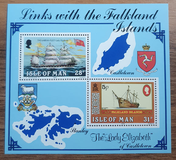 Isle of Man Minisheet 1984. Links with the Falkland Islands. Sg: IM MS264. Mint.