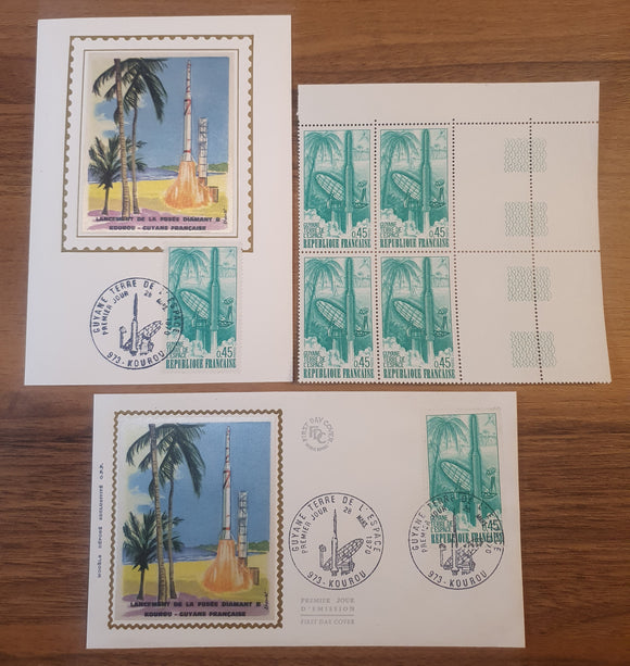 France Block Stamps, FDC & Max Card 28/03/1970. Launching of 