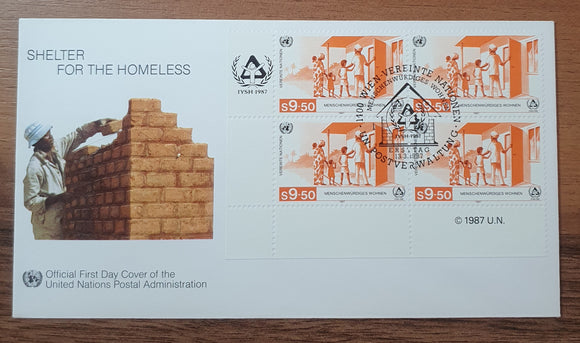 United Nations First Day Cover 1987. Shelter for the Homeless.