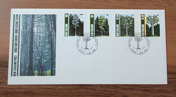 New Zealand First Day Cover 1989. Scenic Issue; Native Trees. Sc: NZ 956/9.