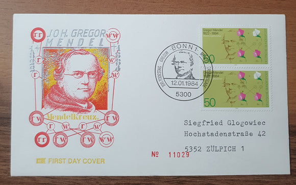 Germany First Day Cover Stamps 1984. Gregor Mendel.