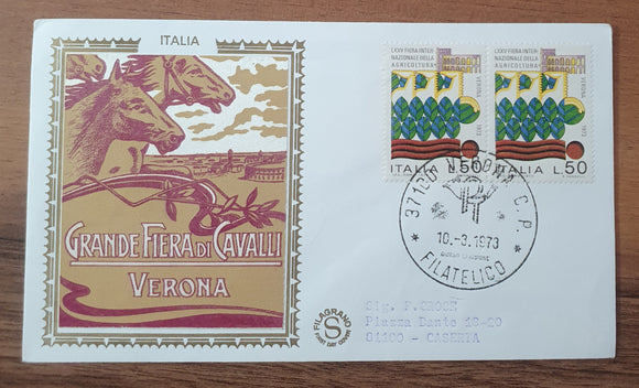 Italy First Day Cover 1973. Grande fiera de cavalli (Horse Fair).