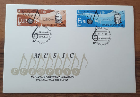 Isle of Man First Day Cover Stamps 1985. Music.