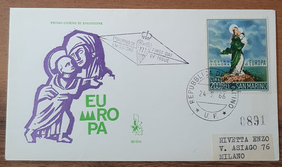 San Marino First Day Cover 1966. Europa; 