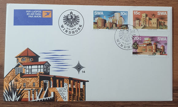 South West Africa First Day Cover Stamps 1976 Windhoek. Castles.