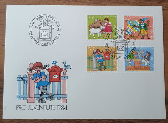 Switzerland First Day Cover 1984. Pro Juventute Stamps.