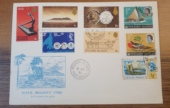 Pitcairn Island Cover 1971. H.M.S Bounty 1790.