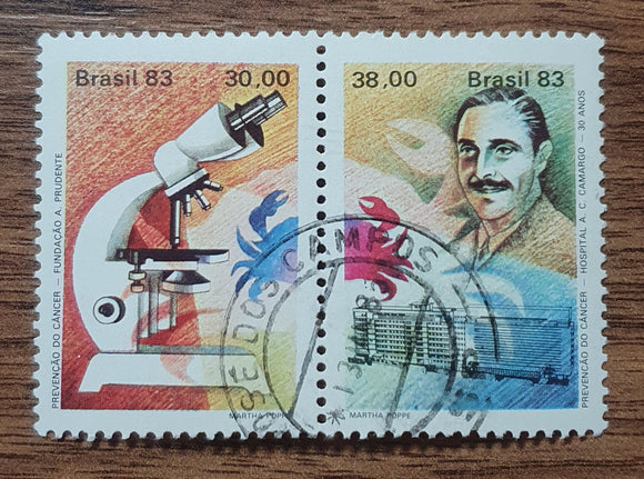 Brazil Stamps 1983. Cancer Prevention; 30th Anniversary of the Antonio Prudente Foundation and A.C Camargo Hospital. Sc: BR 1848/9. Used.