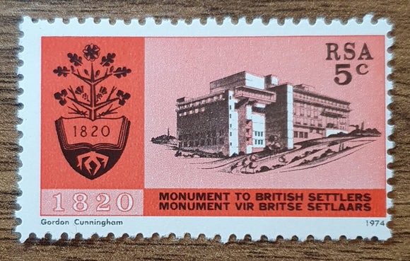 South Africa Stamp 1974. Monument to British Settlers. Sc: ZA 406. Mint.