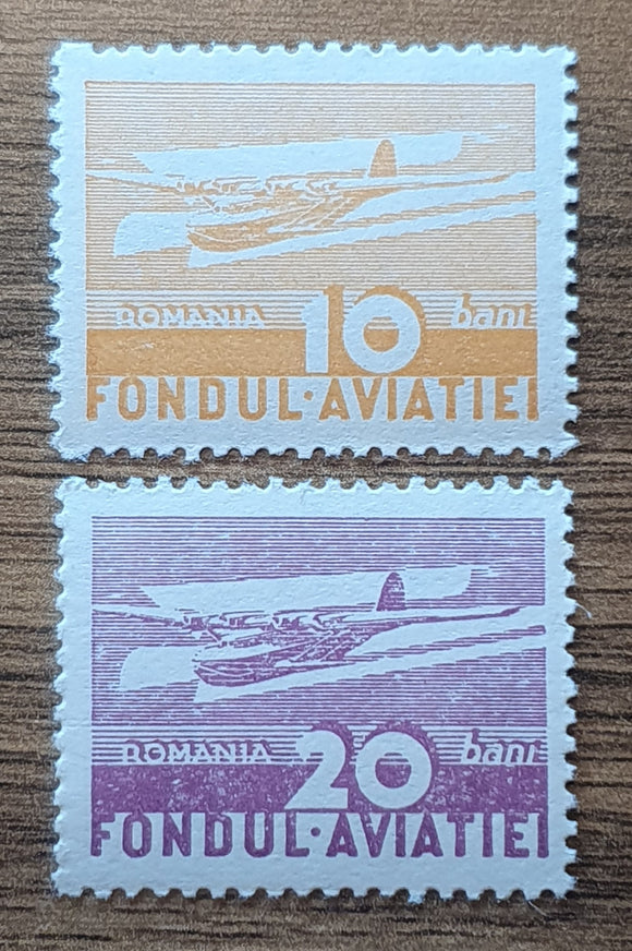 Romania Tax Stamps 1936. National Fund for Aviation, Seaplane. Mi: RO Z23/4. Mint.