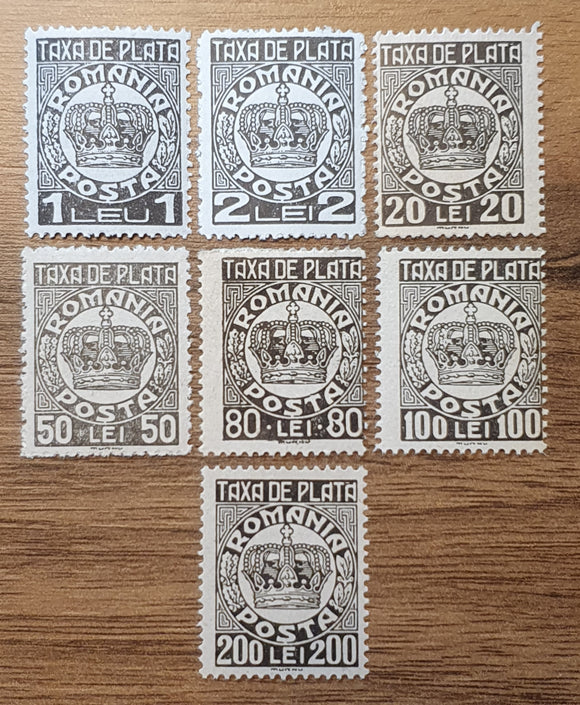 Romania Postage Due Stamps 1932/47. Taxa de Plata. Mi: RO 1210/19. Mint Hinged.