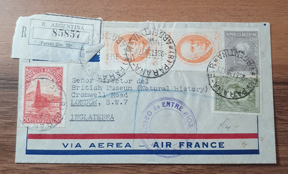 Argentina Cover to England 1956. Airmail; Via Aera - Air France envelope.