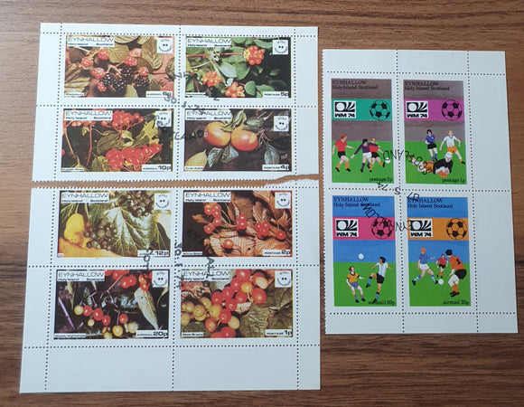 Eynhallow, Holy Island, Scotland Cinderella Stamps 1974. Berries and World Cup. CTO.