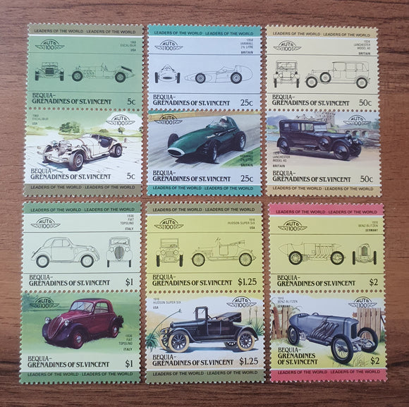 Bequia, Grenadines of St Vincent Se-Tenant Stamps 1985. Cars. Mi: VC-BQ 114/24. Mint.