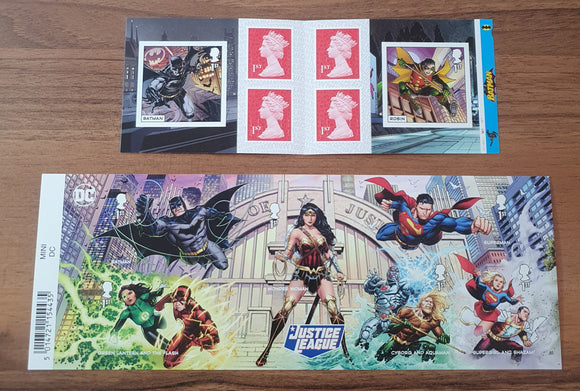 Great Britain 2021 Justice League Stamp Sheet and 1st Class Stamp Book Batman and Robin. Mint.