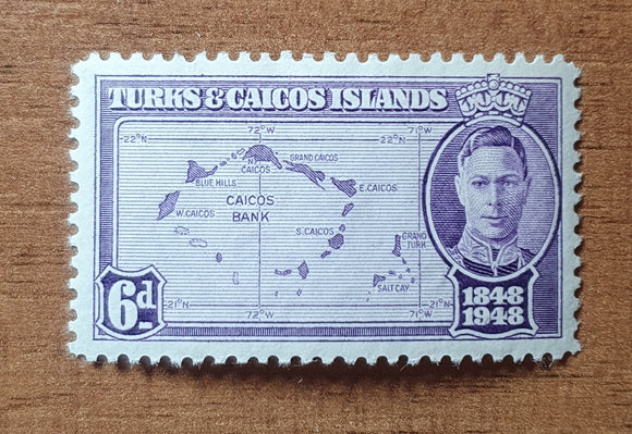 Turks & Caicos Islands Stamp 1948. Map. Sg: TC 213. Mint Hinged.