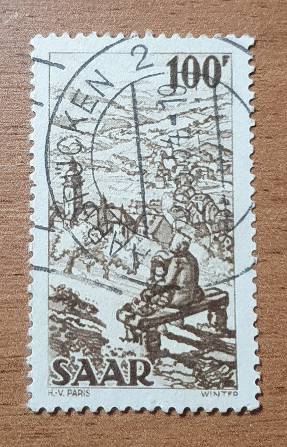 Saarland, Germany Stamp 1949. Bliesvalley, Wiebelskirchen. Mi: DE-SL 288. Used.